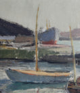 Load image into Gallery viewer, Mid Century Harbor Oil Painting from Sweden By G Isaksson
