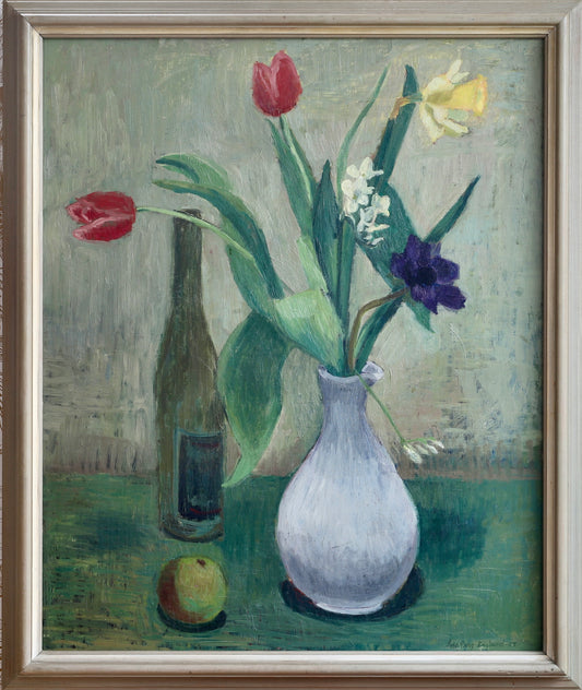 Swedish Vintage Art Still Life Oil Painting From Sweden