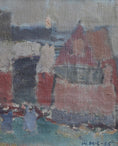 Load image into Gallery viewer, Charming Swedish Vintage Original Village Oil Painting