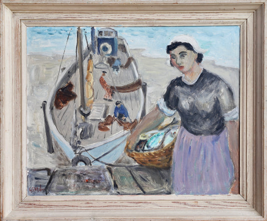 Vintage Art Room Mid Century Original Oil Painting By GS Malm from Sweden