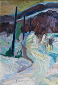 Load image into Gallery viewer, Vintage Art Original Winterscape Oil Painting From Sweden 1939