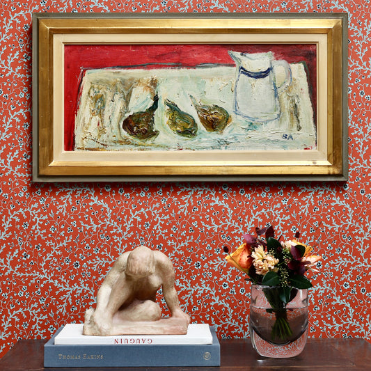 Vintage Art Room Original Still Life Oil Painting from Sweden