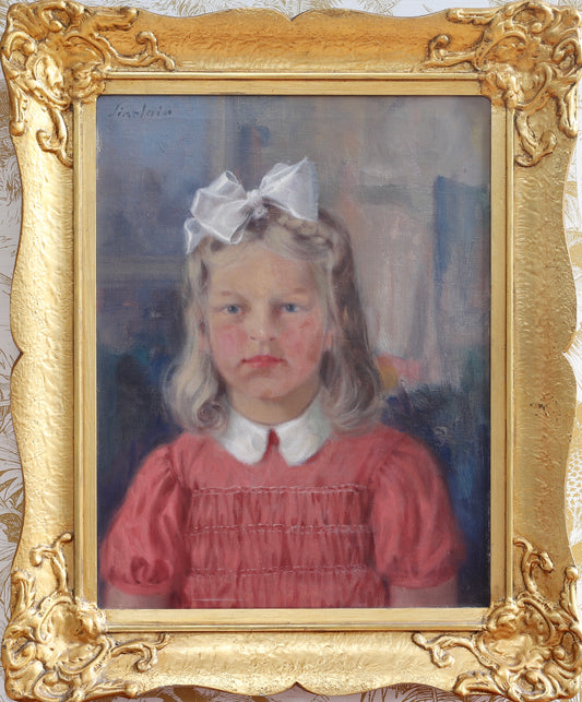 Vintage Art Room Girl's Portrait Sweden 1946