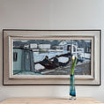 Load image into Gallery viewer, Original Vintage Mid Century Harbor Oil Painting Sweden