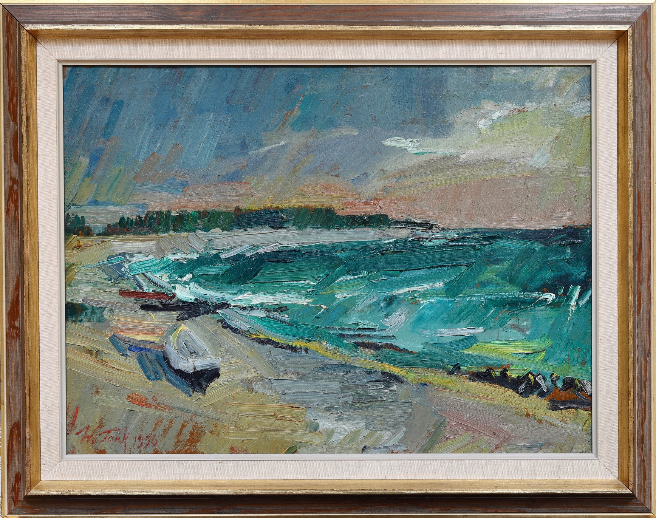 Mid Century Original Coastal Oil Painting Woldemar Tank From Sweden