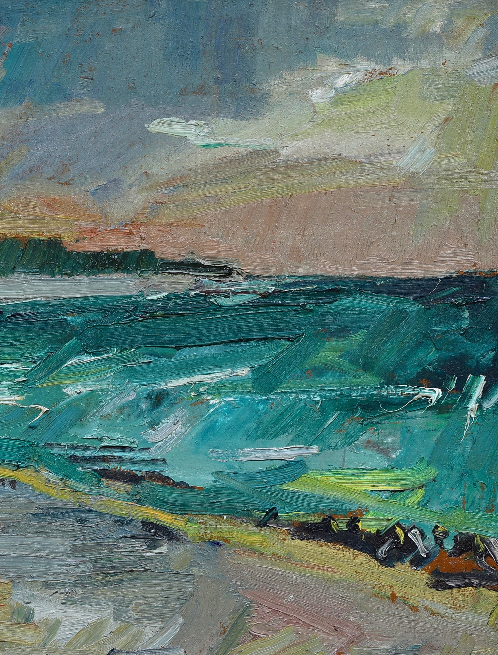 Mid Century Original Coastal Oil Painting Woldemar Tank From Sweden