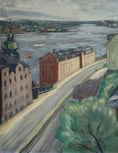 Load image into Gallery viewer, Vintage Art Original Cityscape Oil Painting From Sweden