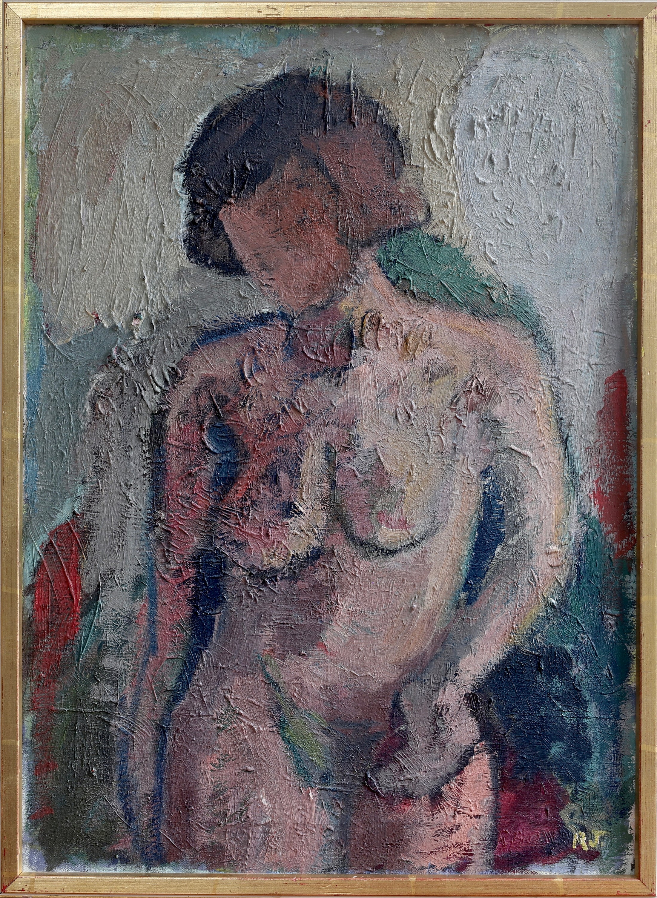 Original Mid Century Figurative Painting From Sweden