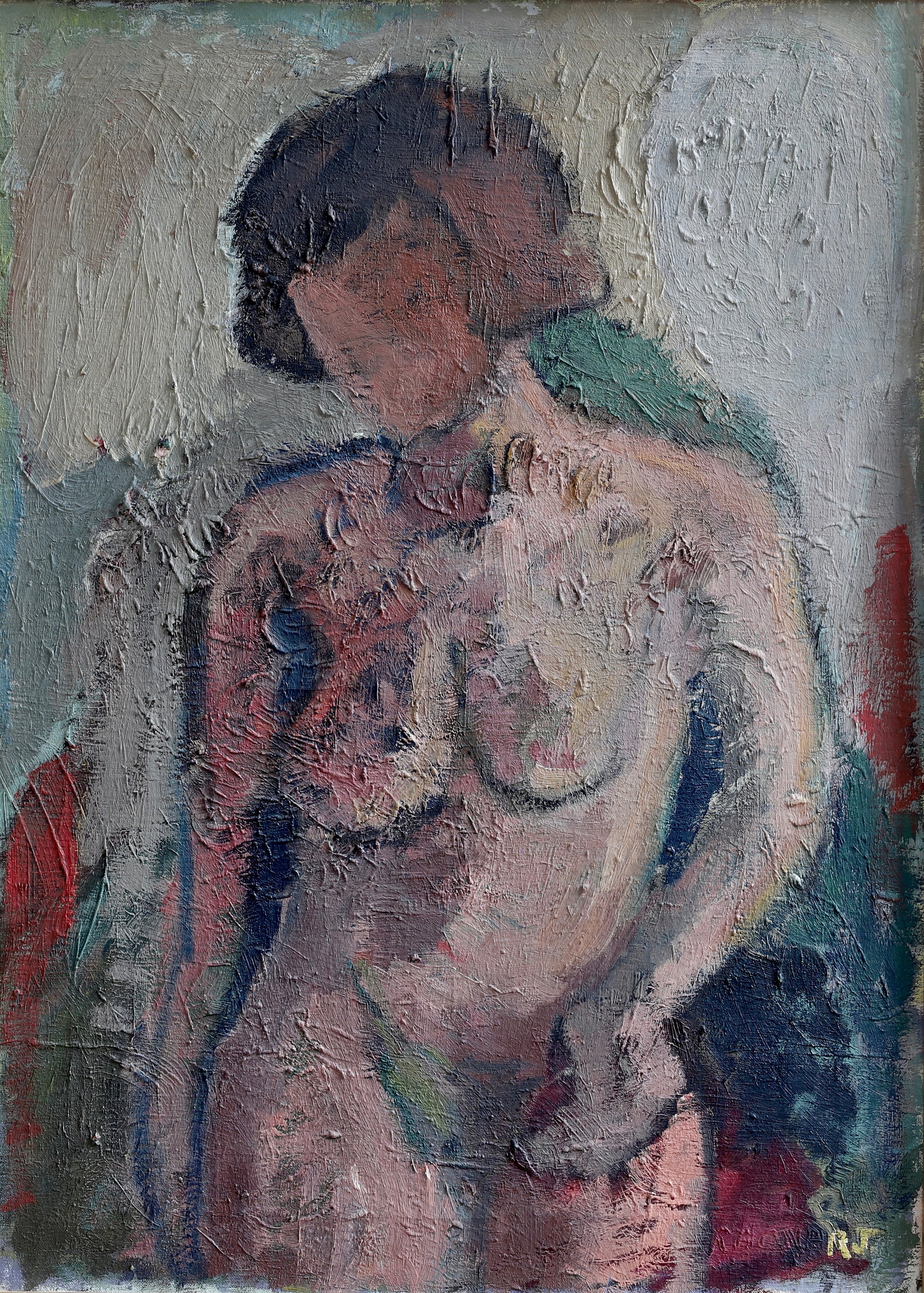 Original Mid Century Figurative Painting From Sweden