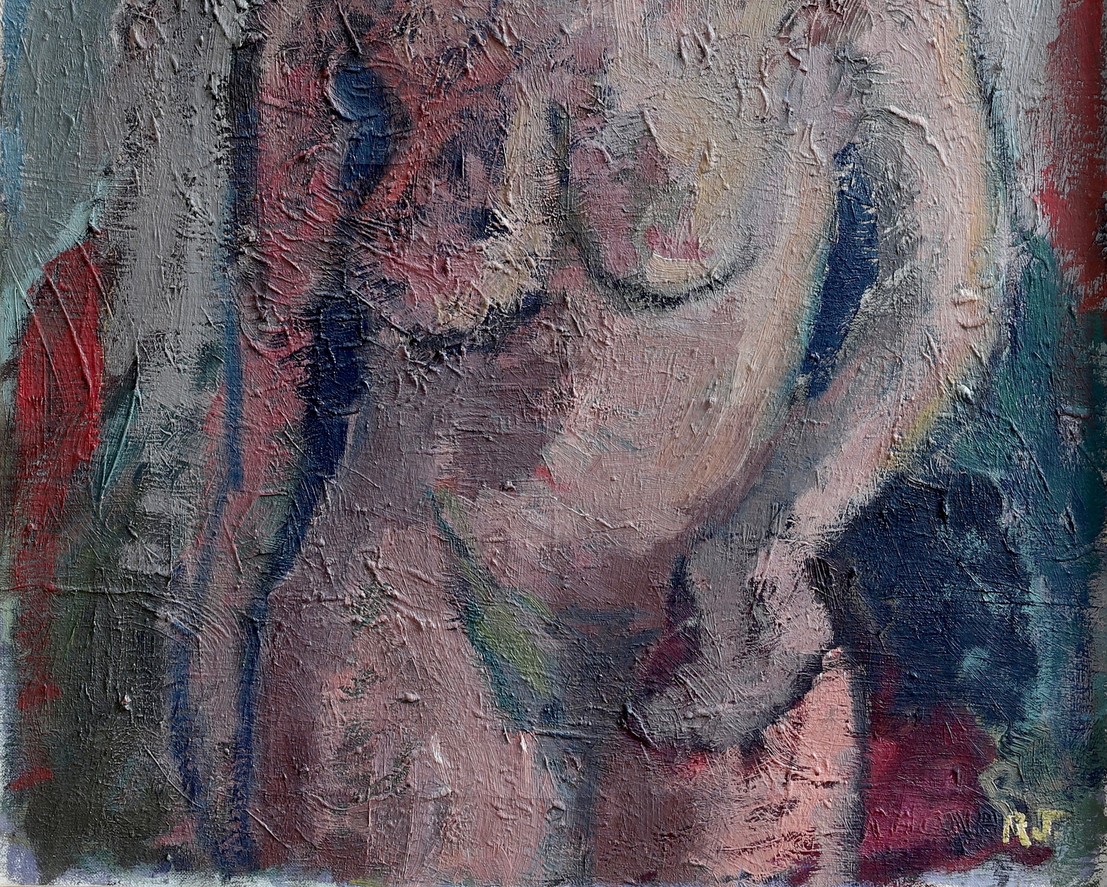 Original Mid Century Figurative Painting From Sweden