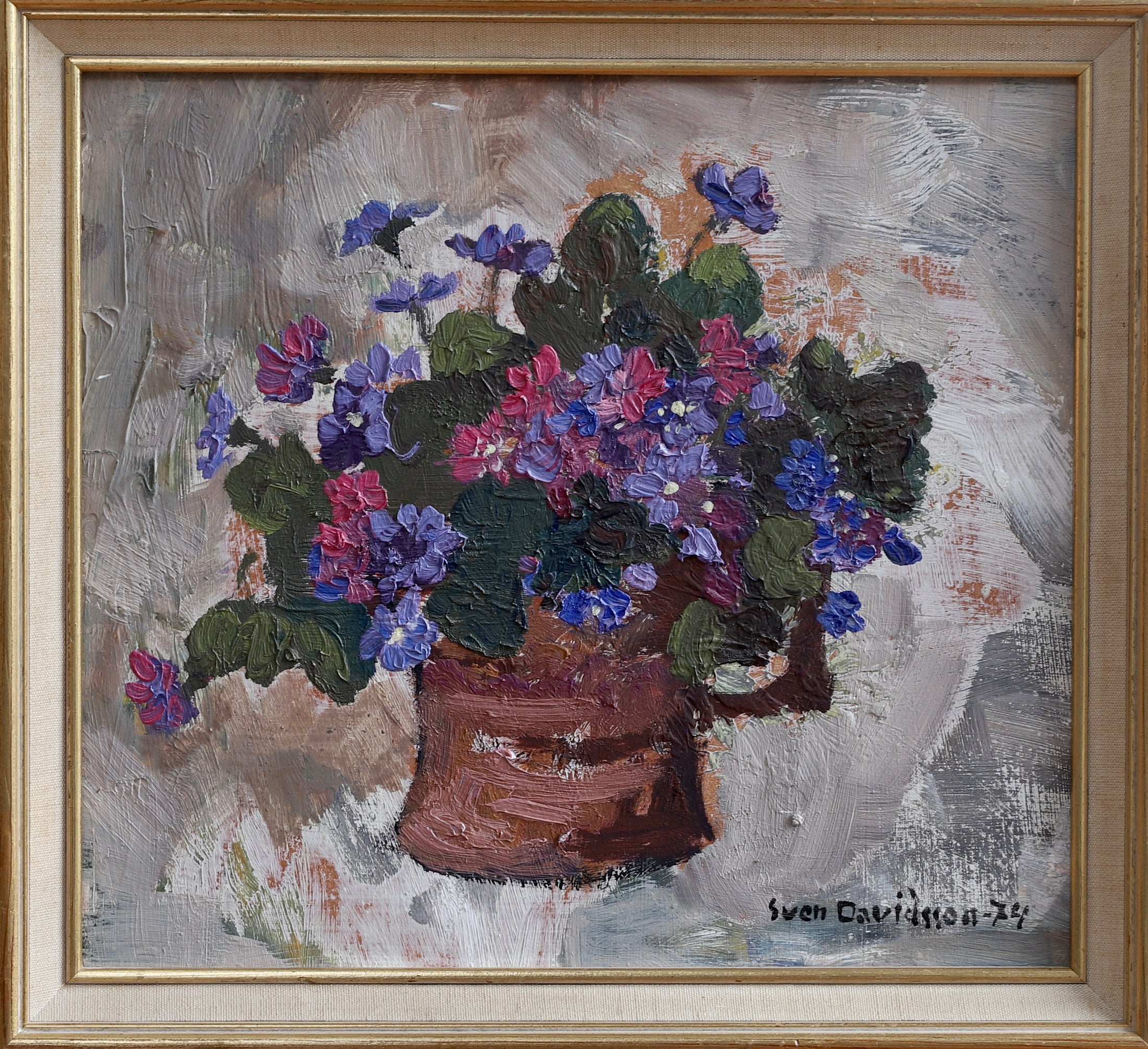 Original Still Life Floral Oil Painting Sweden 1974