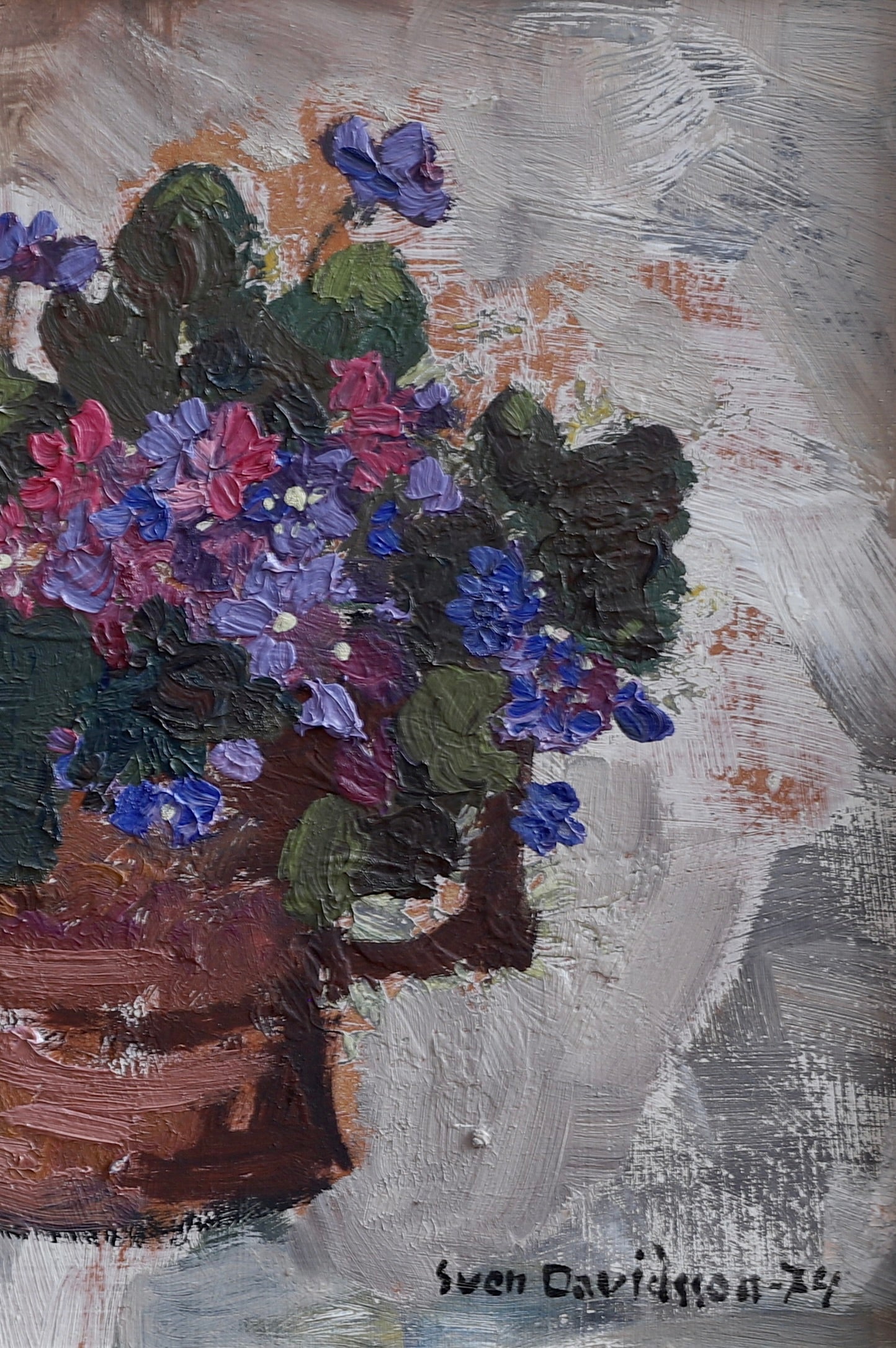 Original Still Life Floral Oil Painting Sweden 1974