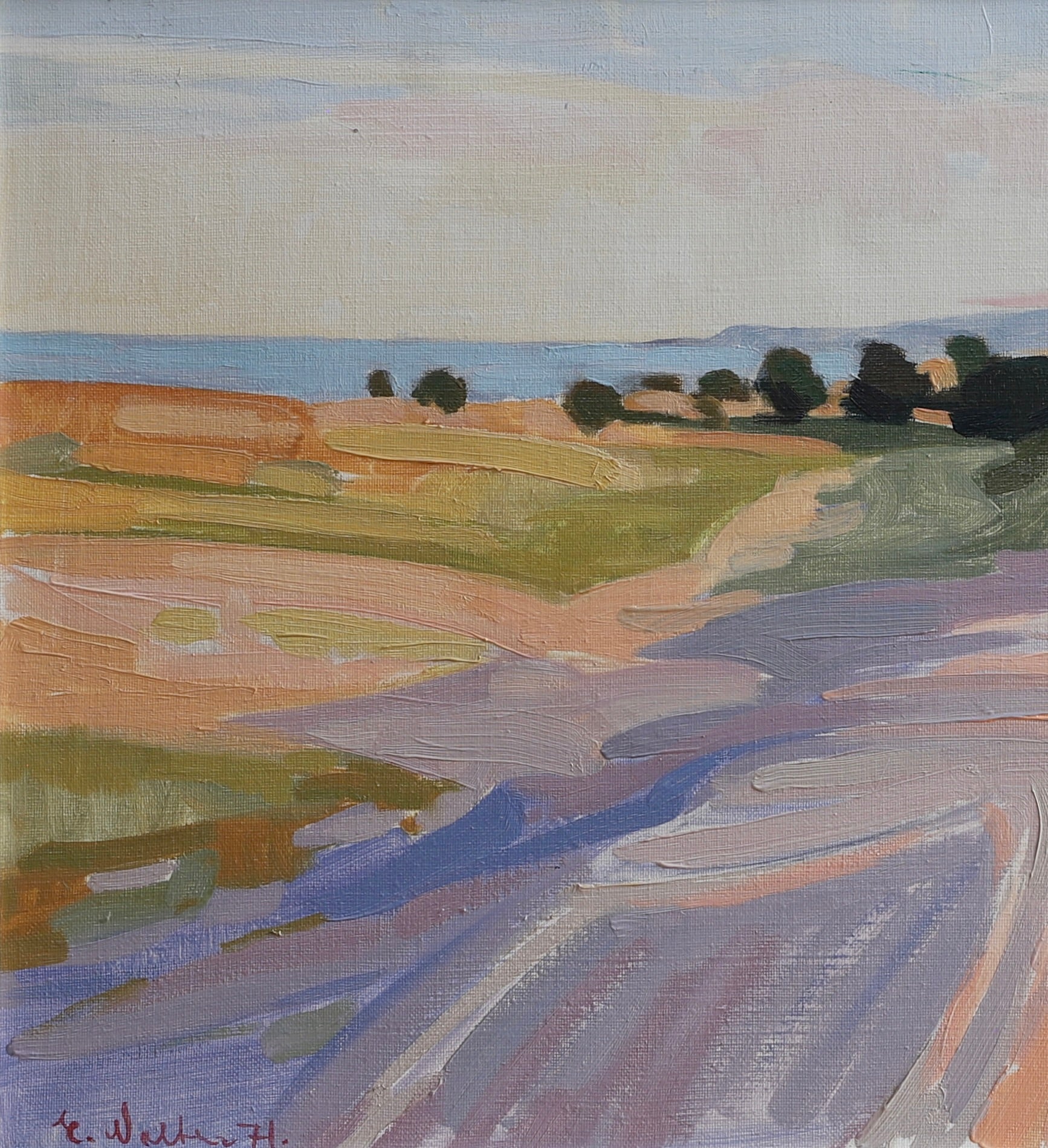 Mid Century Original Landscape Oil Painting from Sweden By E Persson