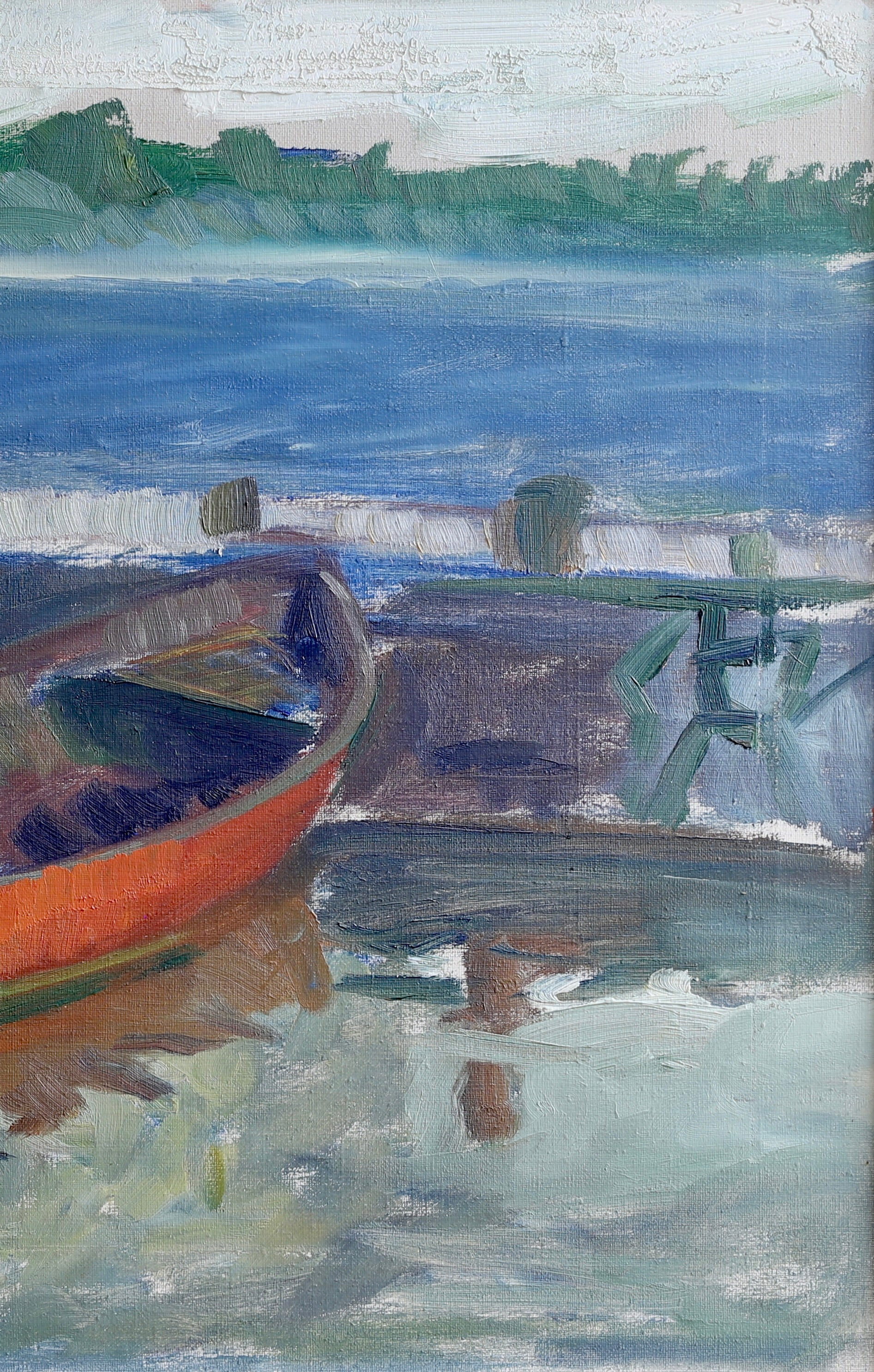 Vintage Mid Century Coastal Oil Painting From Sweden