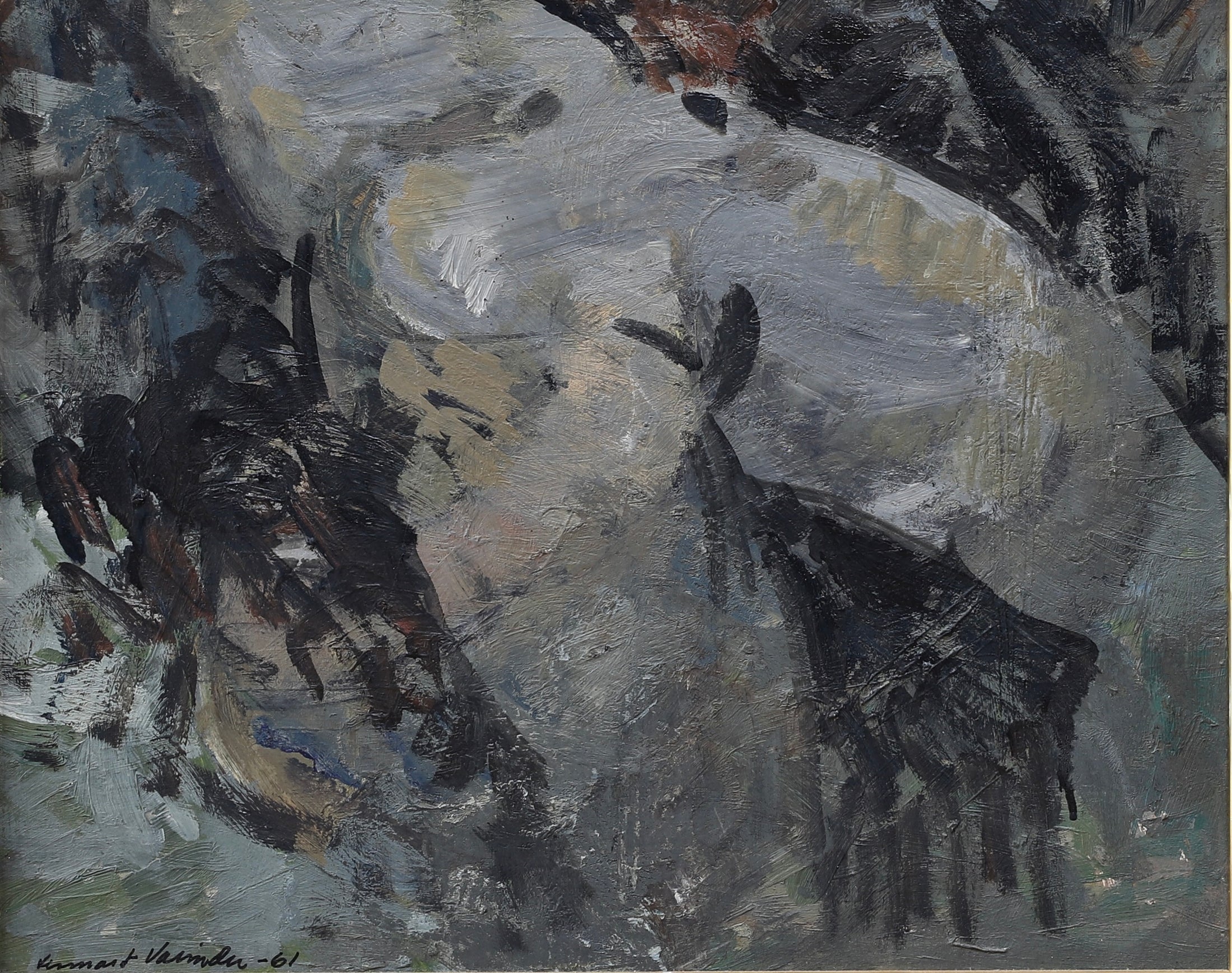 Original Mid Century Figurative Painting From Sweden 1961