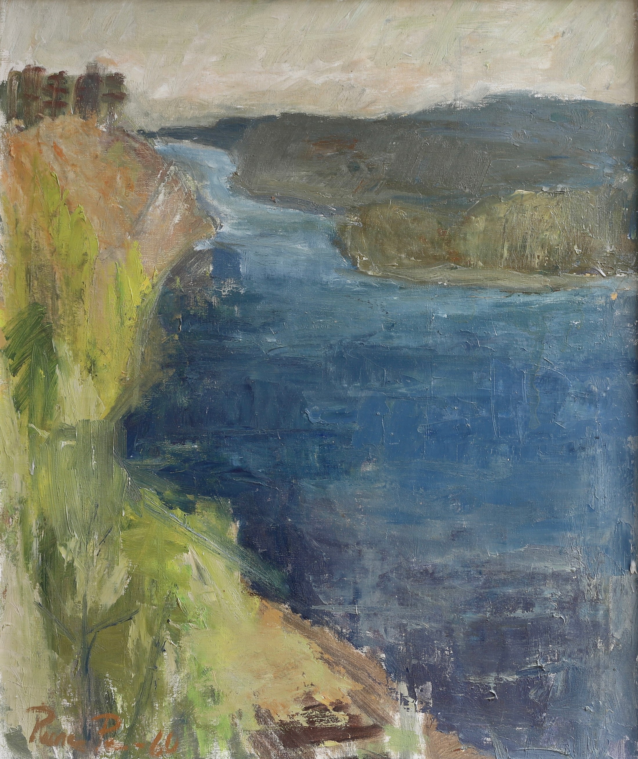Vintage Art Room Mid Century Oil Painting from Sweden 1960