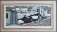 Load image into Gallery viewer, Original Vintage Mid Century Harbor Oil Painting Sweden
