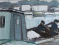 Load image into Gallery viewer, Original Vintage Mid Century Harbor Oil Painting Sweden