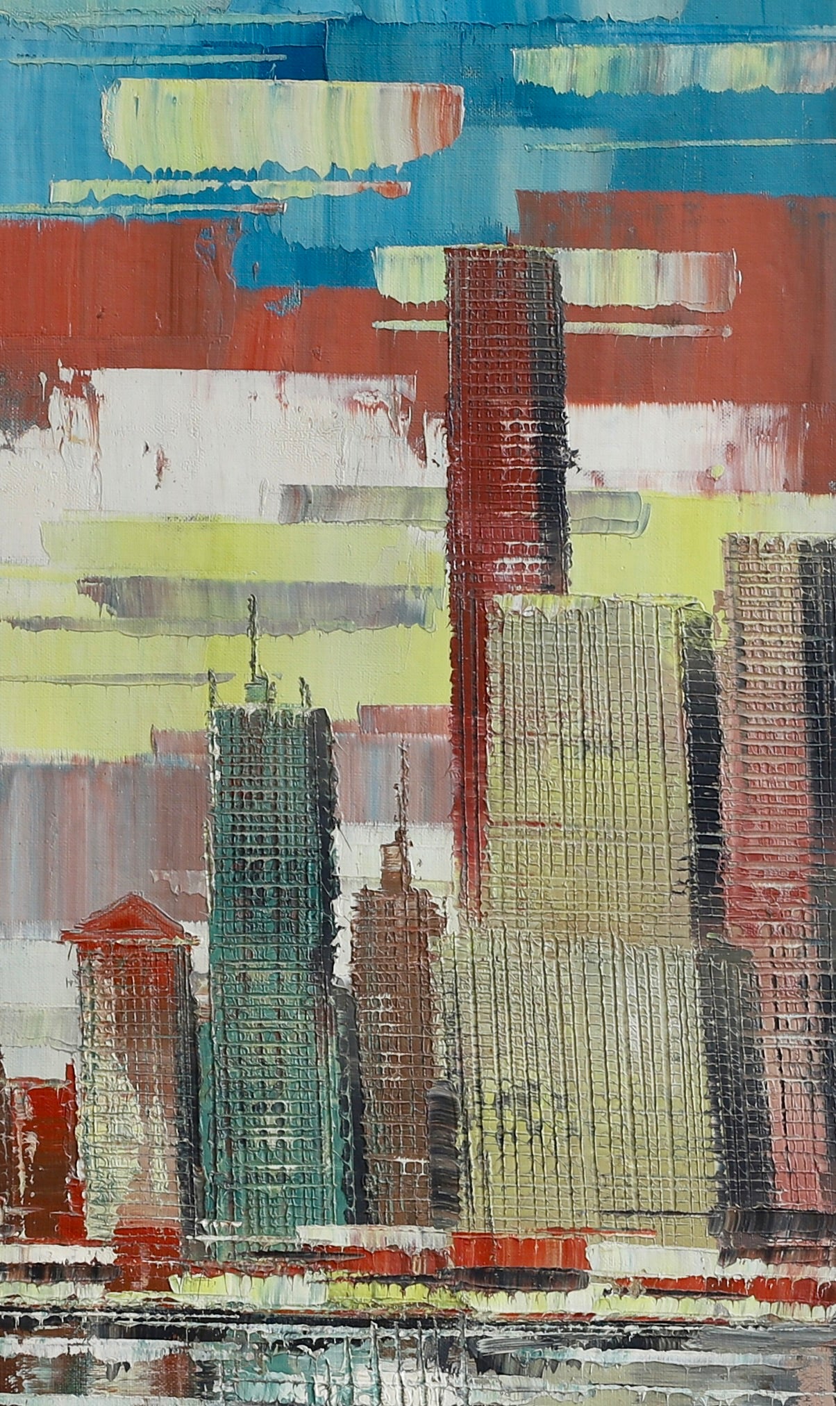 Vintage Mid Century Cityscape Painting From Sweden