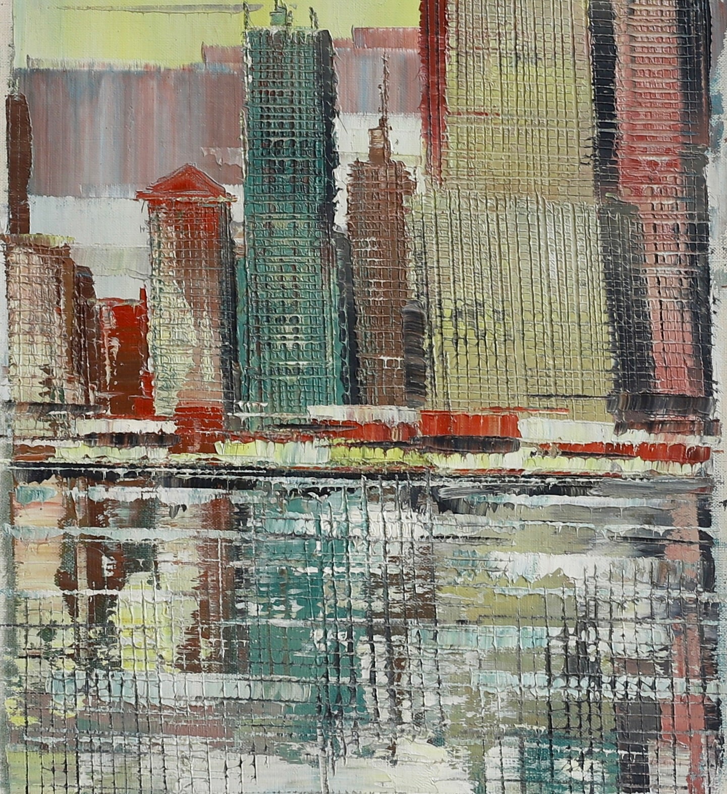 Vintage Mid Century Cityscape Painting From Sweden