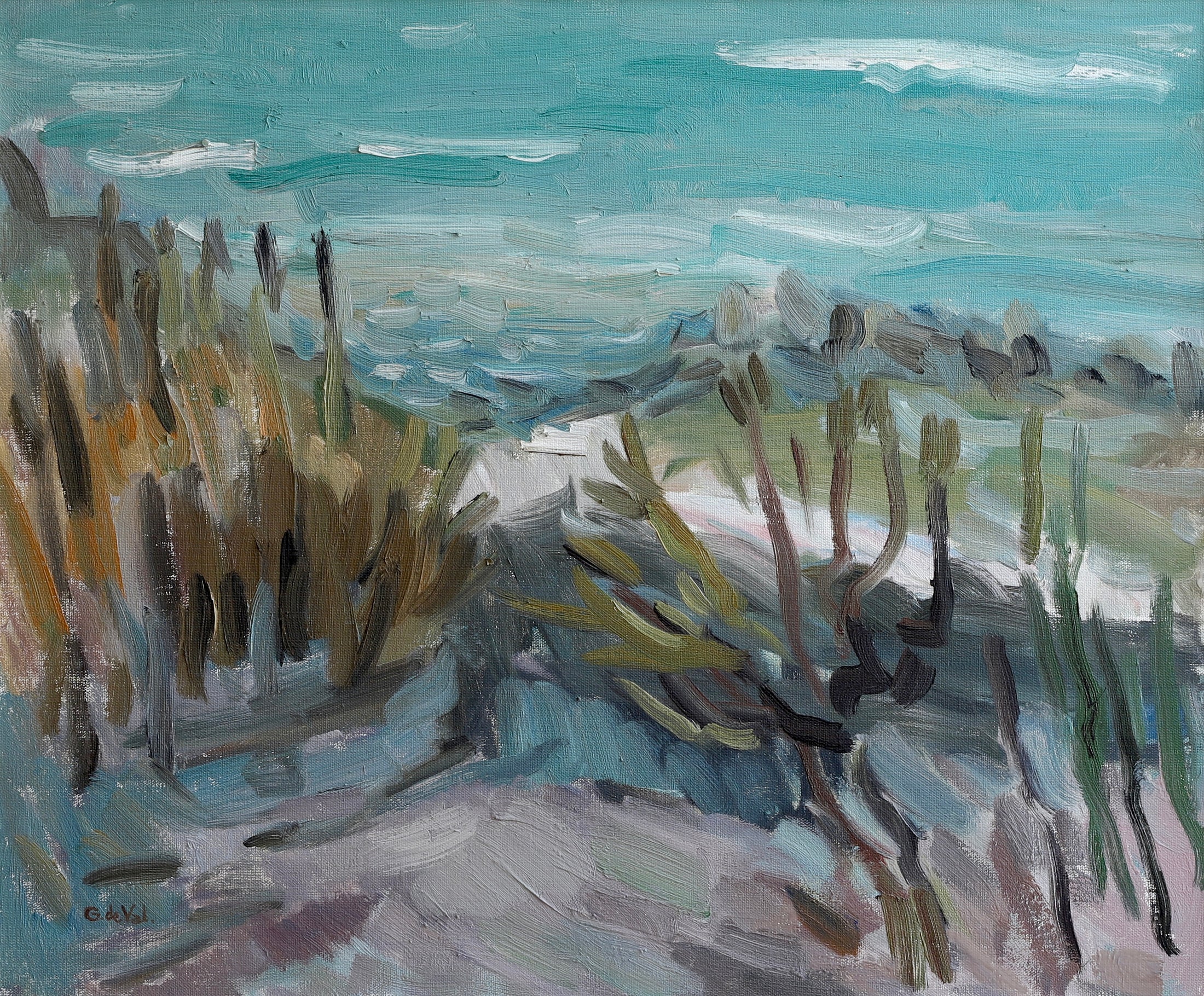 Vintage Art Coastal Oil Painting from Sweden