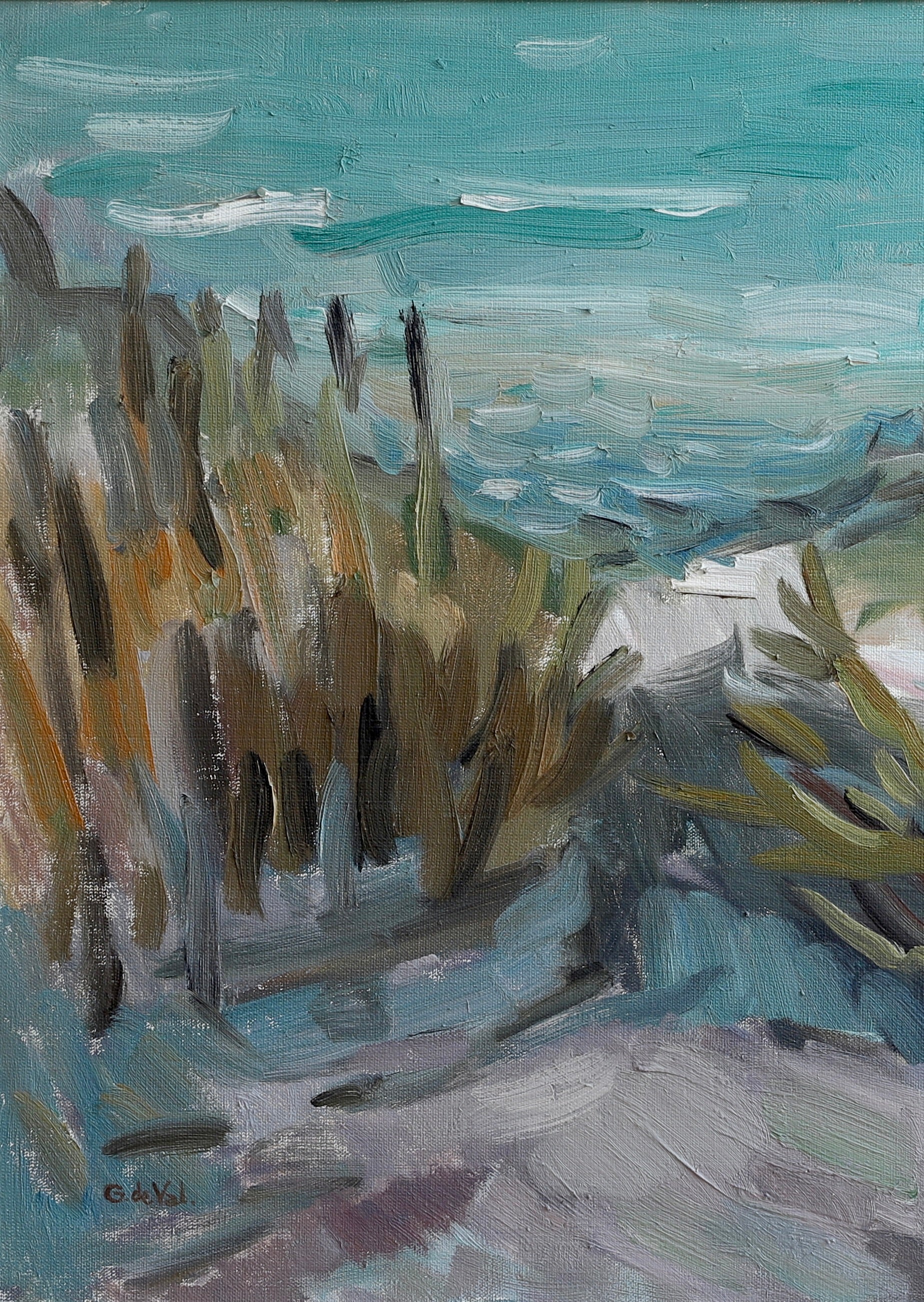 Vintage Art Coastal Oil Painting from Sweden