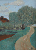 Load image into Gallery viewer, Vintage Art Mid Century Farmhouse Oil Painting From Sweden
