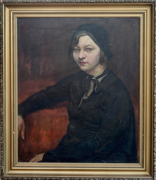 Vintage Woman's Portrait Oil Painting From Sweden