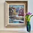 Load image into Gallery viewer, Vintage Mid Century Cityscape Oil Painting From Sweden