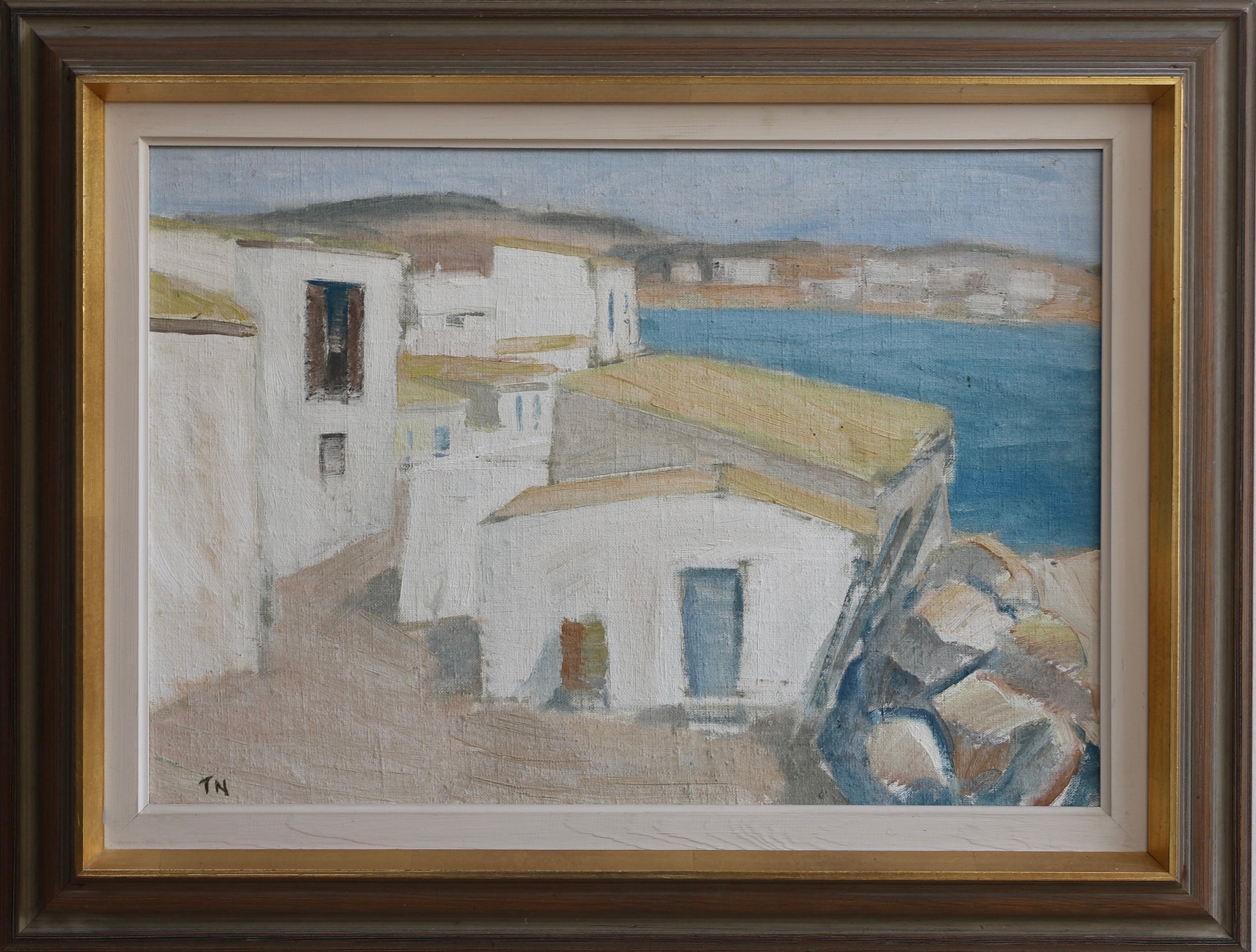 Vintage Oil Painting of Ibiza by T Nilsson from Sweden 1967