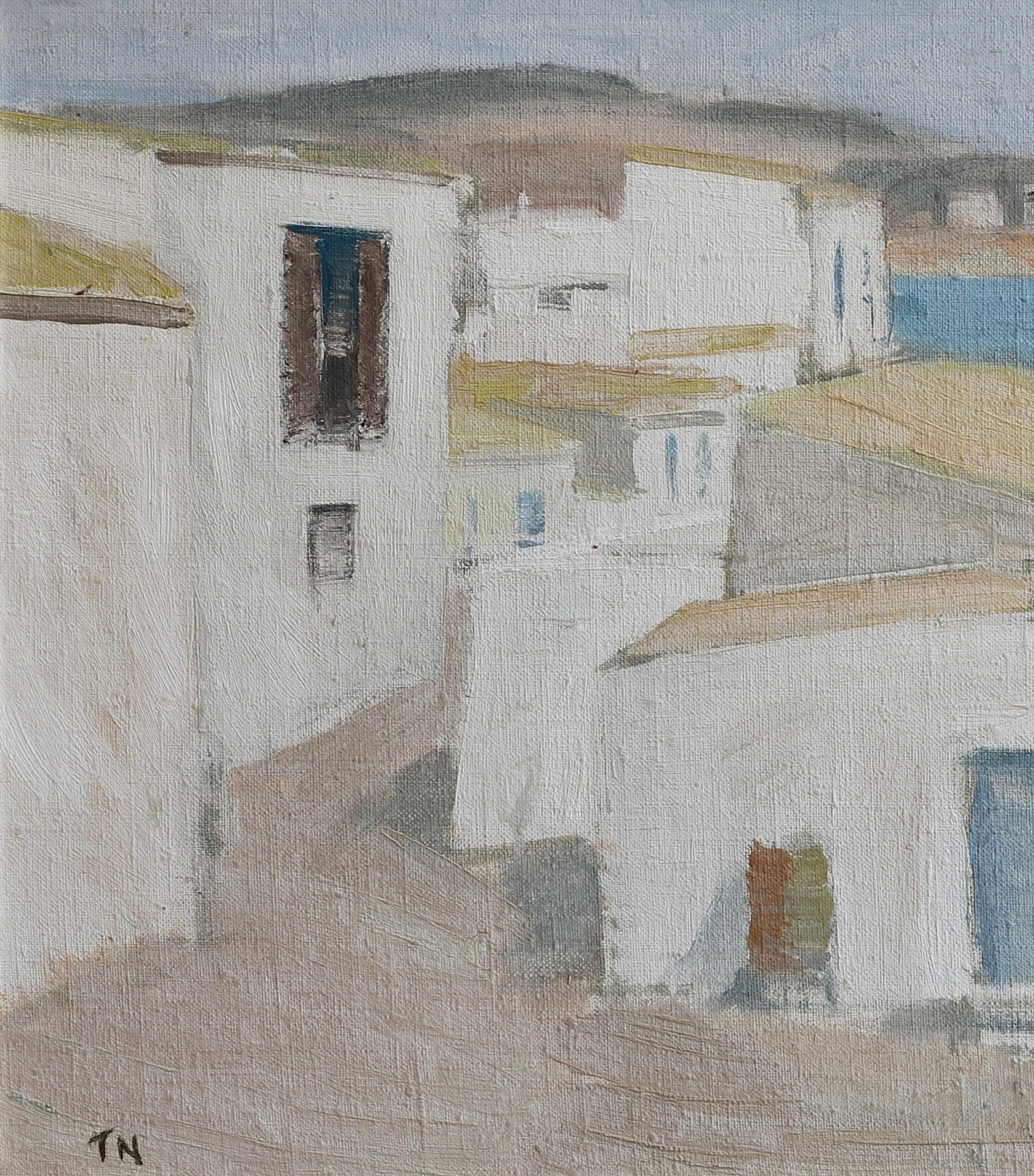 Vintage Oil Painting of Ibiza by T Nilsson from Sweden 1967