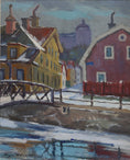 Load image into Gallery viewer, Vintage Mid Century Cityscape Oil Painting From Sweden