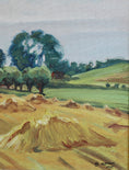 Load image into Gallery viewer, Original Mid Century Haystacks Oil Painting from Sweden