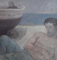 Load image into Gallery viewer, Oil Painting Vintage Mid Century Oil Painting of Fishermen From Sweden