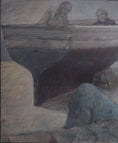 Load image into Gallery viewer, Oil Painting Vintage Mid Century Oil Painting of Fishermen From Sweden