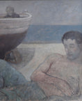 Load image into Gallery viewer, Oil Painting Vintage Mid Century Oil Painting of Fishermen From Sweden