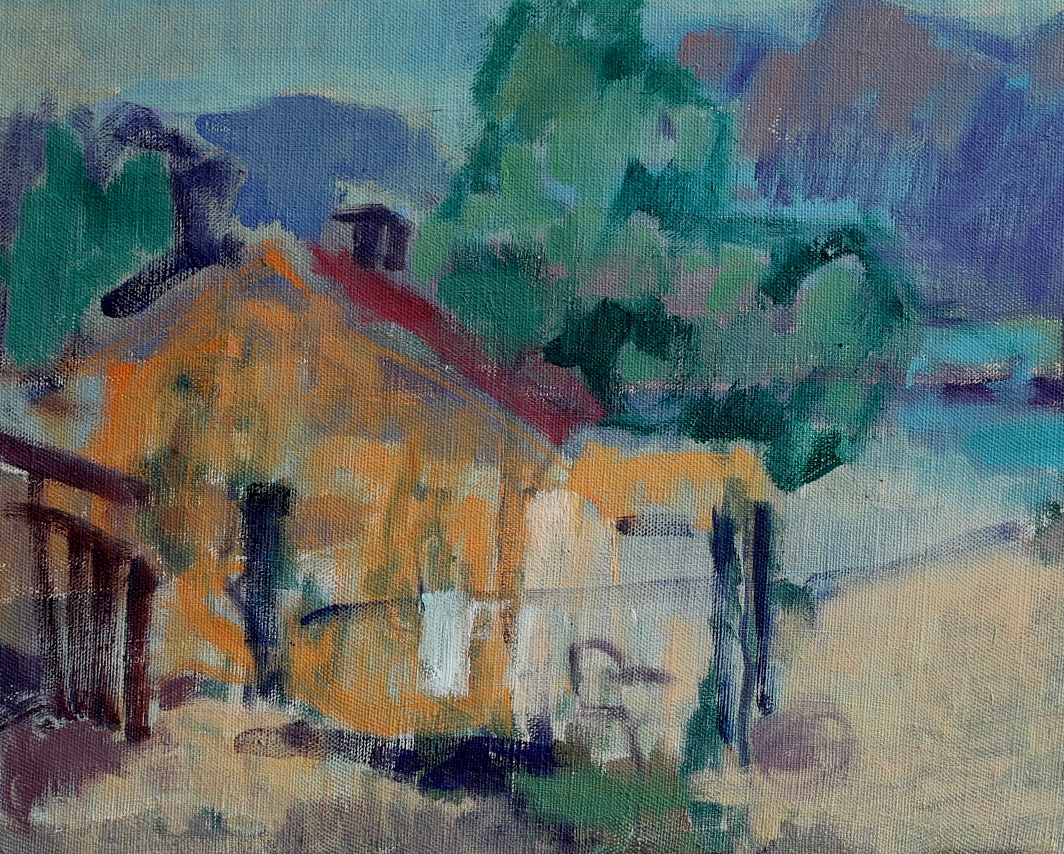 Mid Century Vintage Coastal Painting from Sweden 1950