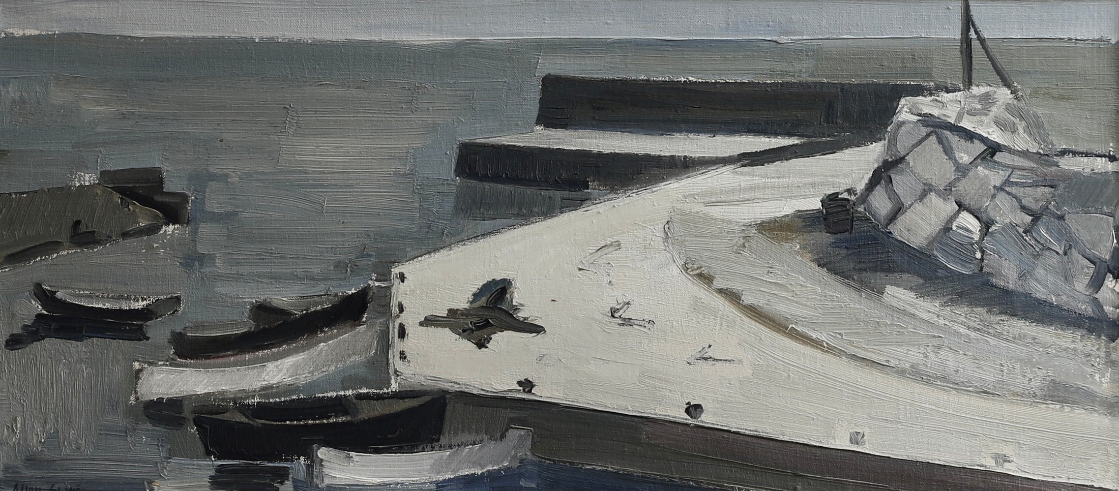Mid Century Coastal Oil Painting By A Erwö Sweden