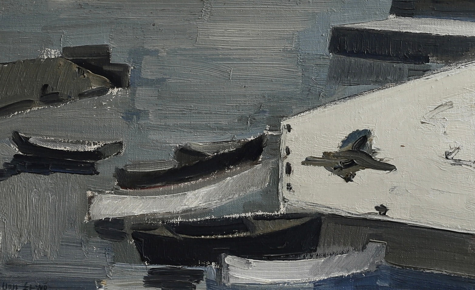 Mid Century Coastal Oil Painting By A Erwö Sweden