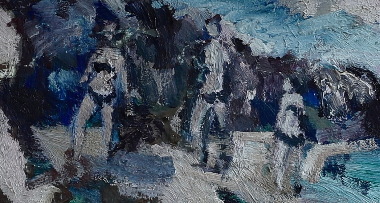Vintage Beach Oil Painting by from Sweden by B Wahlberg