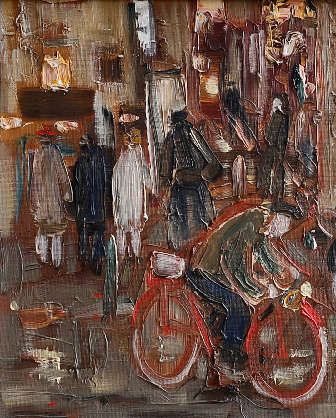 Vintage Mid Century Cityscape Oil Painting From Sweden