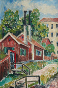 Load image into Gallery viewer, Mid Century Vintage Original Cityscape Oil Painting From Sweden