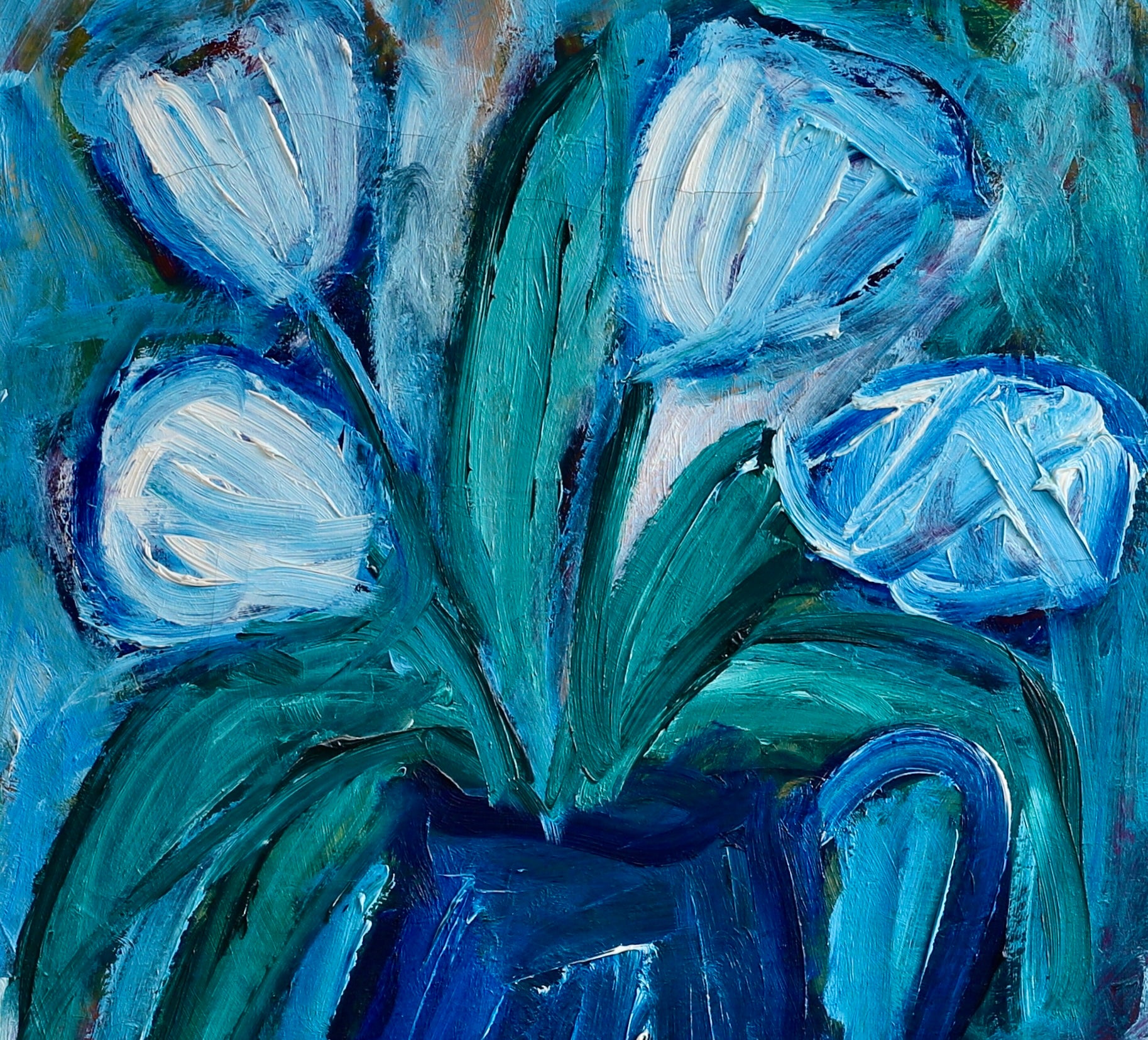 Original Mid Century Floral Painting From Sweden