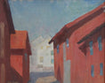 Load image into Gallery viewer, Mid Century Vintage Original Cityscape Oil Painting From Sweden 1952