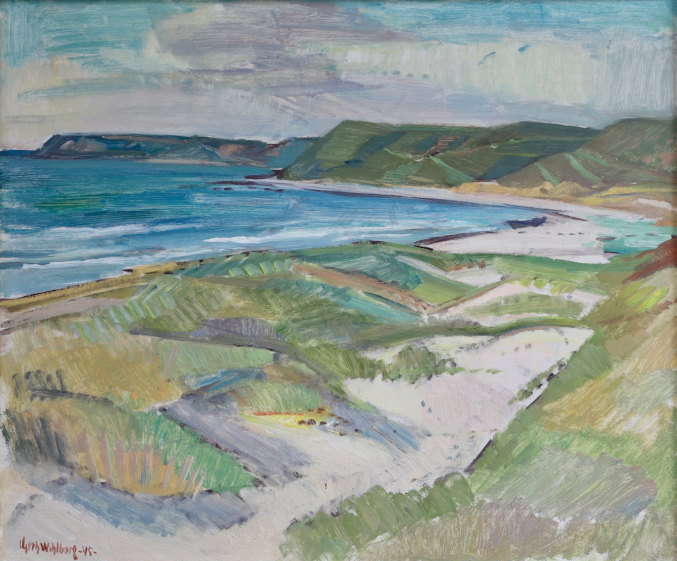Mid Century Original Coastal Oil Painting From Sweden
