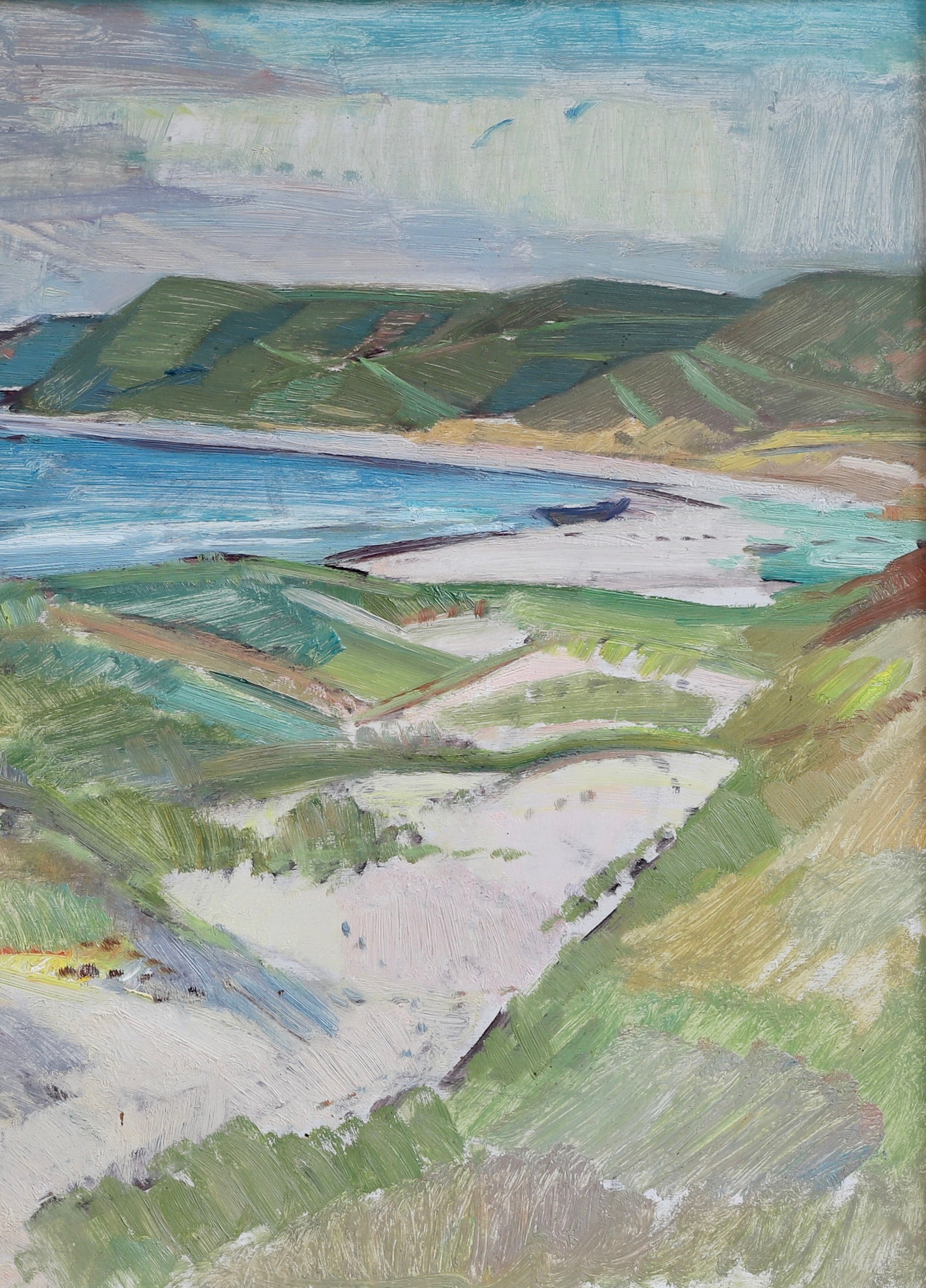 Mid Century Original Coastal Oil Painting From Sweden