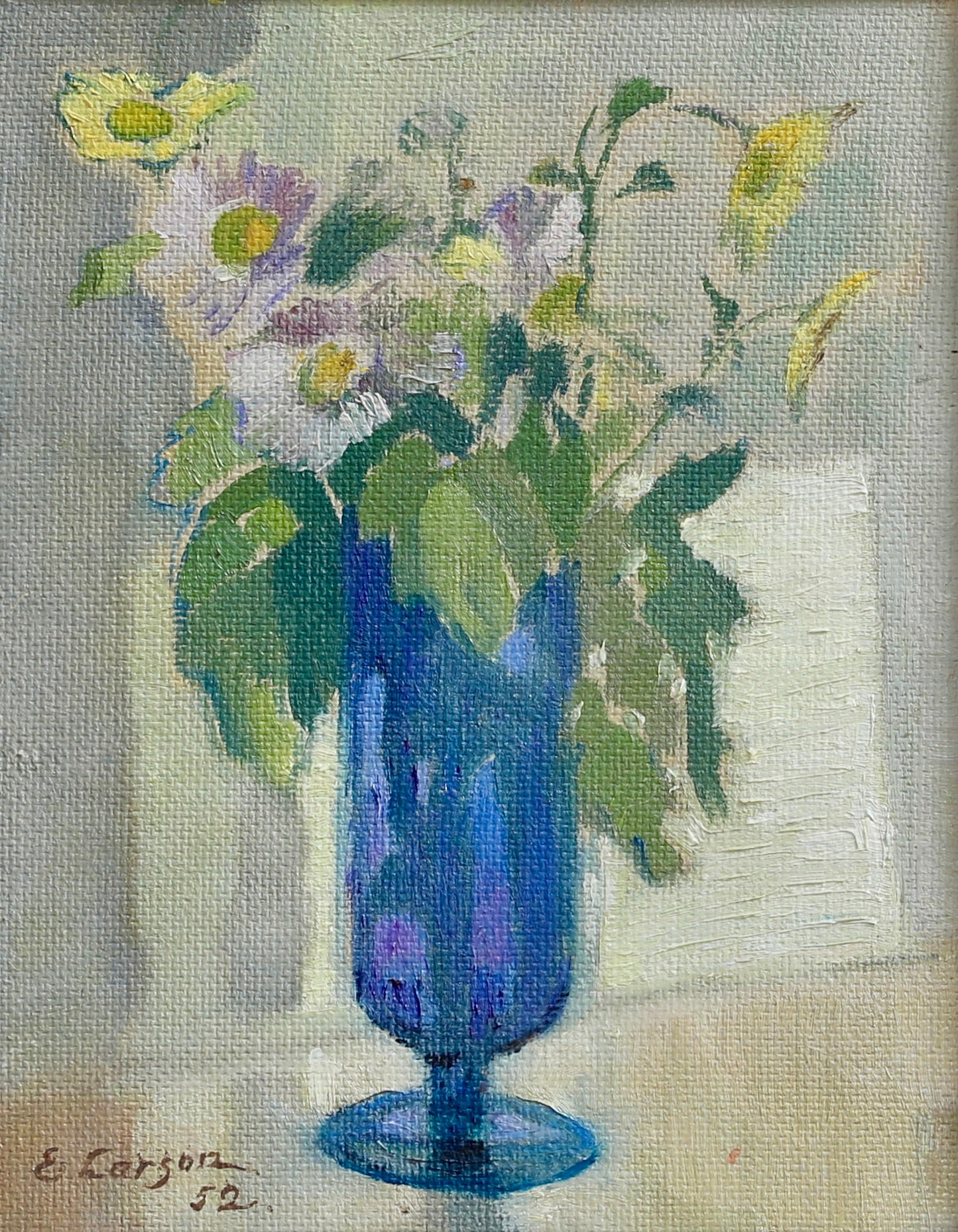 Original Still Life Floral Oil Painting Sweden 1952