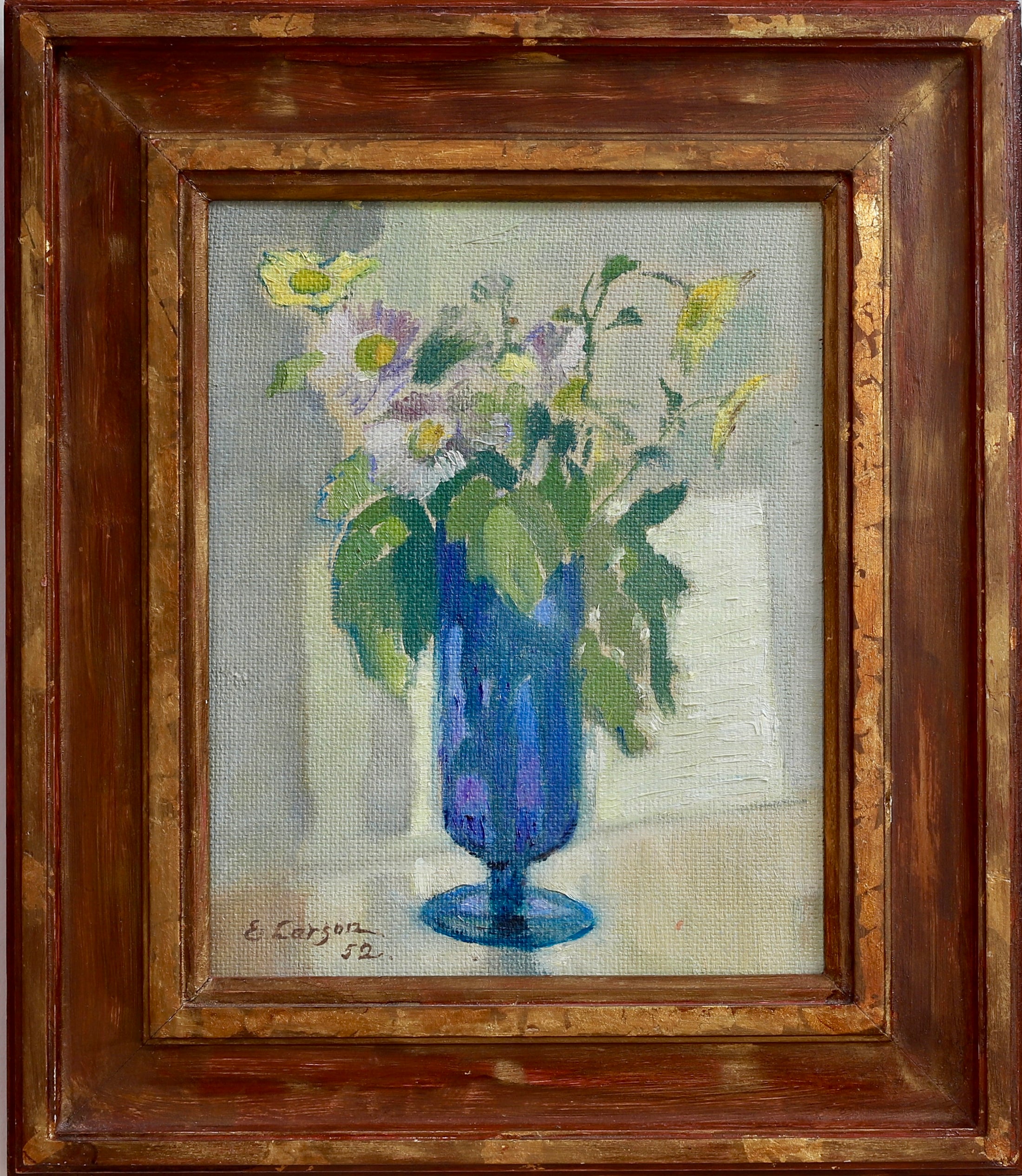 Original Still Life Floral Oil Painting Sweden 1952
