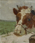 Load image into Gallery viewer, Vintage Art Room Original Oil Painting of Calves From Sweden
