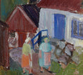 Load image into Gallery viewer, Vintage Mid Century Village Oil Painting from Sweden